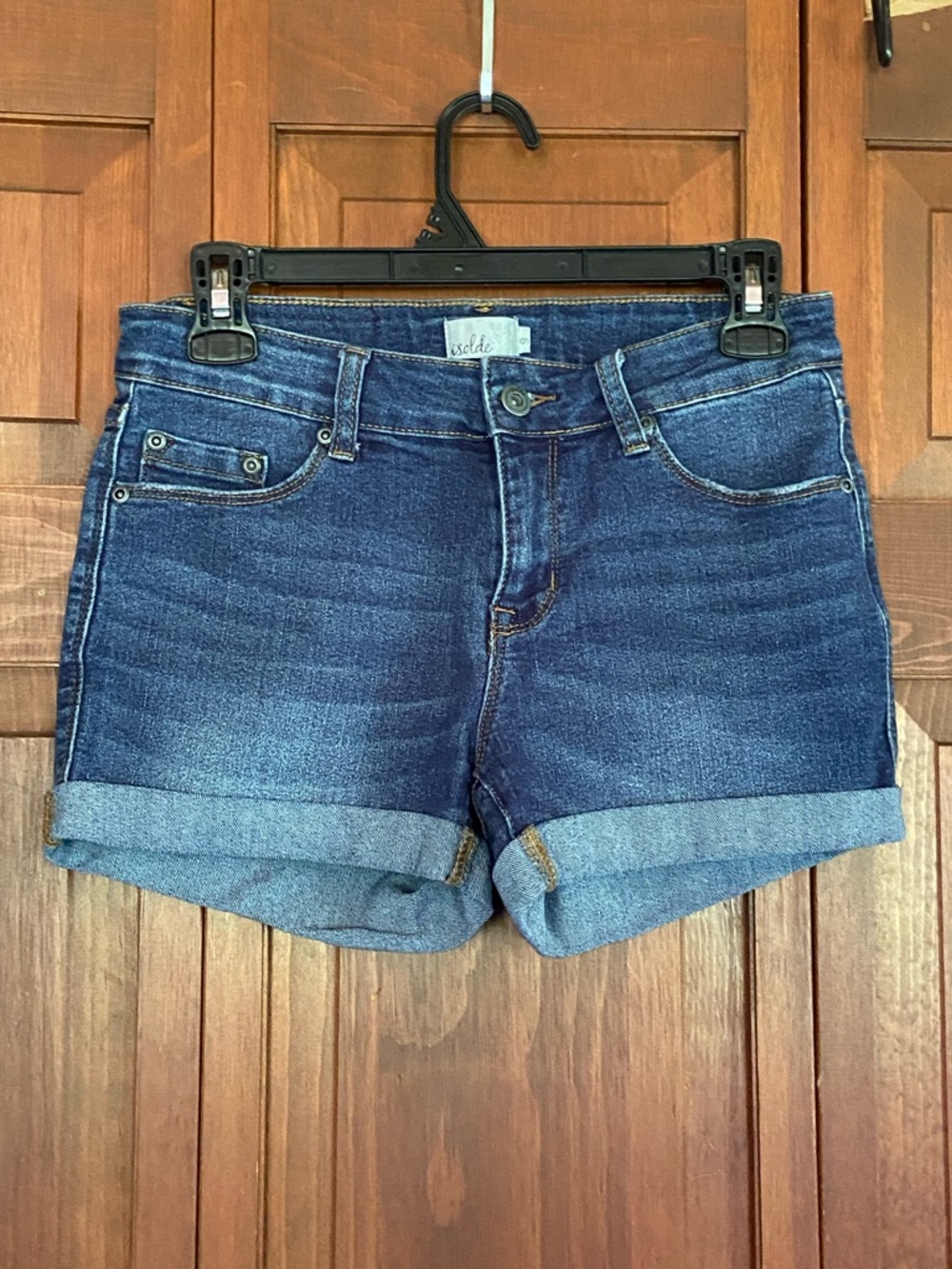 Isolde Dark Blue Denim Roll-Cuff Shorts